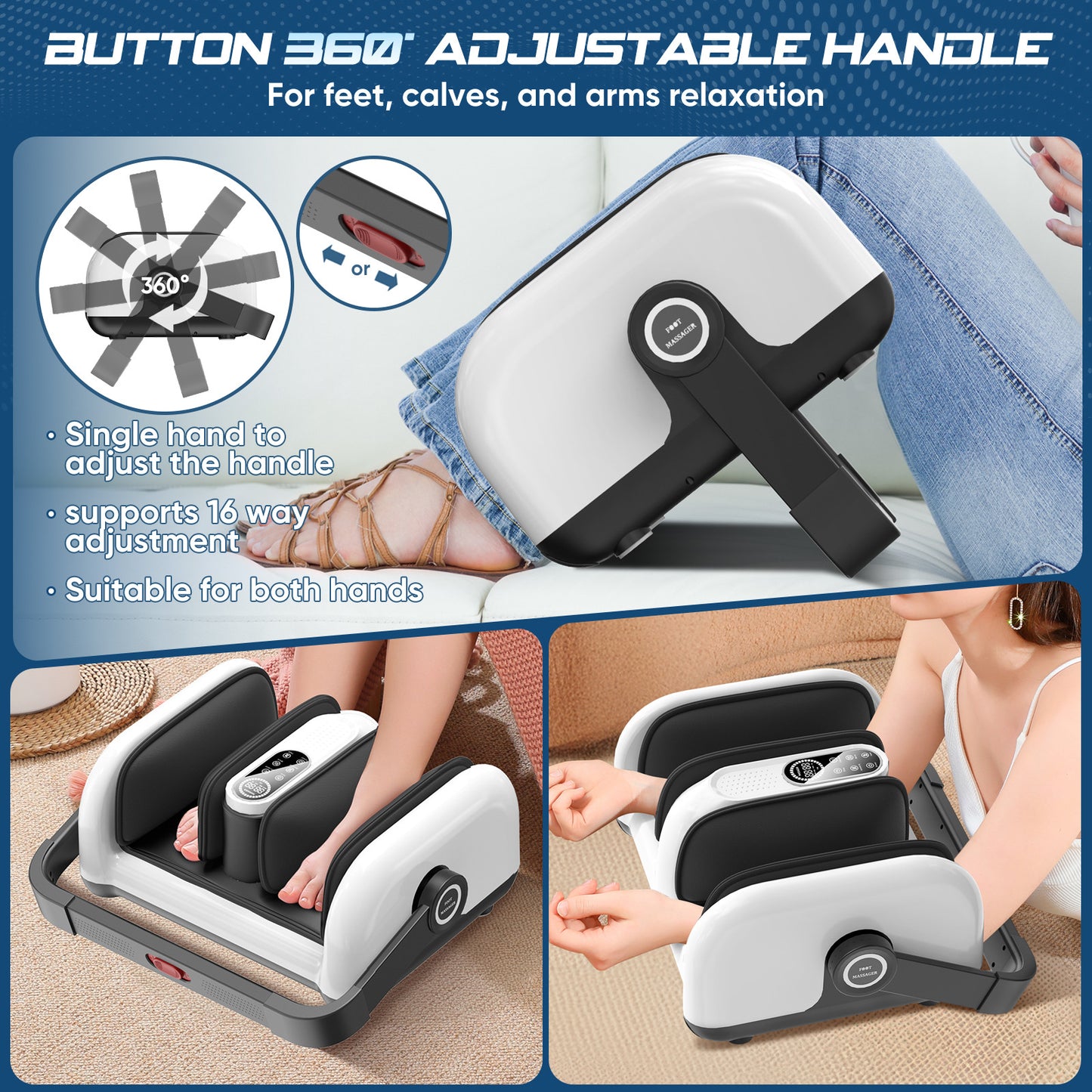 Fully Automatic Leg Massager Calf Instrument Foot Massager Multi-function Kneading Roller Foot Massage Machine Hot Compress